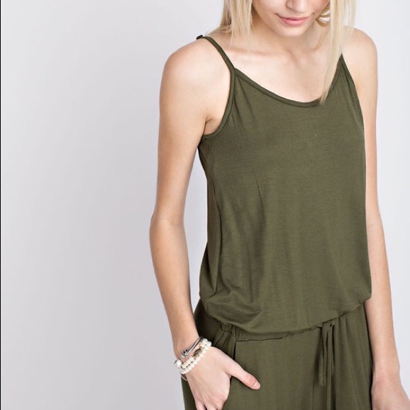 SOLD❗️Olive Jumpsuit - Picture 2 of 3